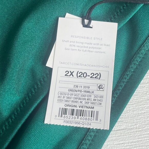 Shade & Shore Bikini Bottoms High Waist High Leg Cheeky Green Size 2X New - Picture 8 of 9